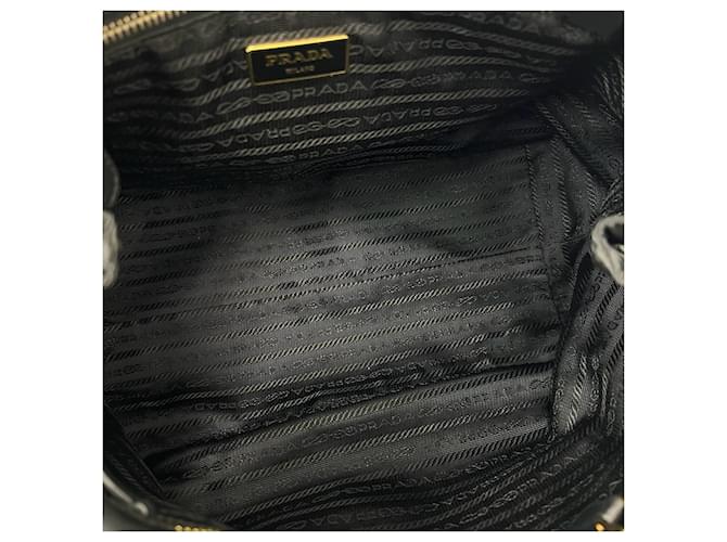 Tote Borsa Prada in nylon e pelle con logo Triangle Nero - vista 9