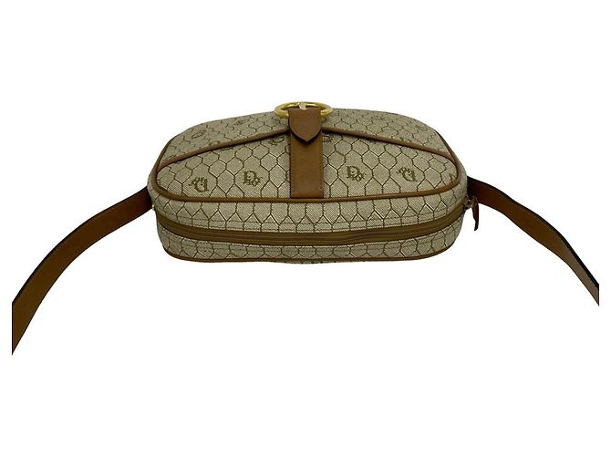 Mini borsa a tracolla Christian Dior con motivo a nido d'ape Marrone Beige - vista 4