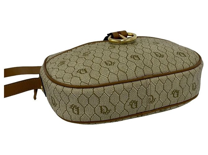 Mini borsa a tracolla Christian Dior con motivo a nido d'ape Marrone Beige - vista 7