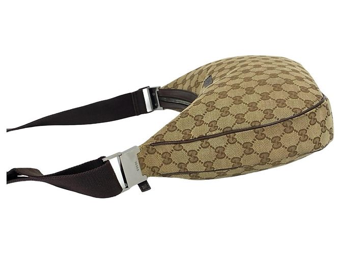 Borsa a tracolla Gucci in tela e pelle marrone - vista 5