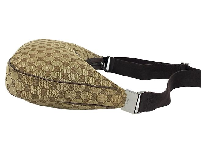 Borsa a tracolla Gucci in tela e pelle marrone - vista 6