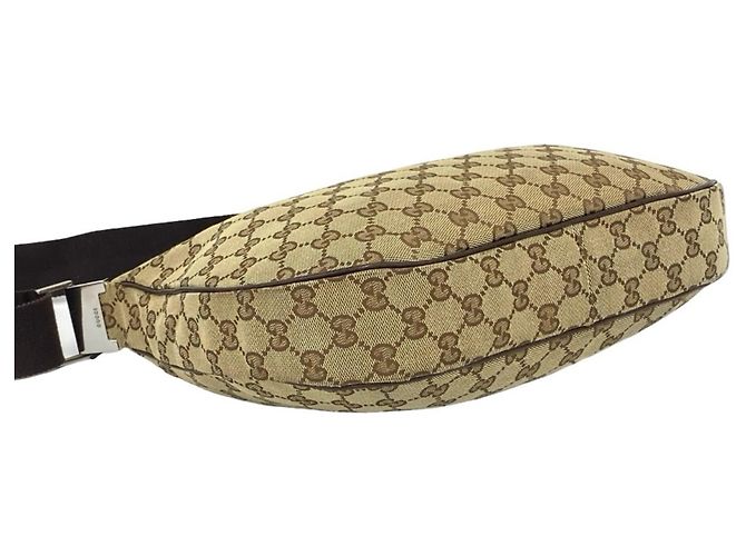 Borsa a tracolla Gucci in tela e pelle marrone - vista 7