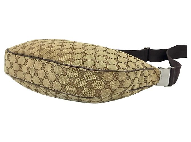 Borsa a tracolla Gucci in tela e pelle marrone - vista 8