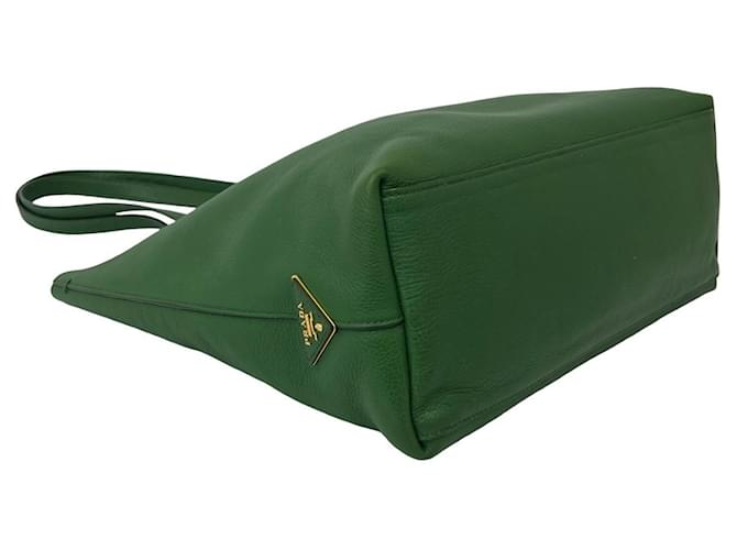 Prada Triangle Logo Leder-Tote-Bag Grün - Ansicht 7