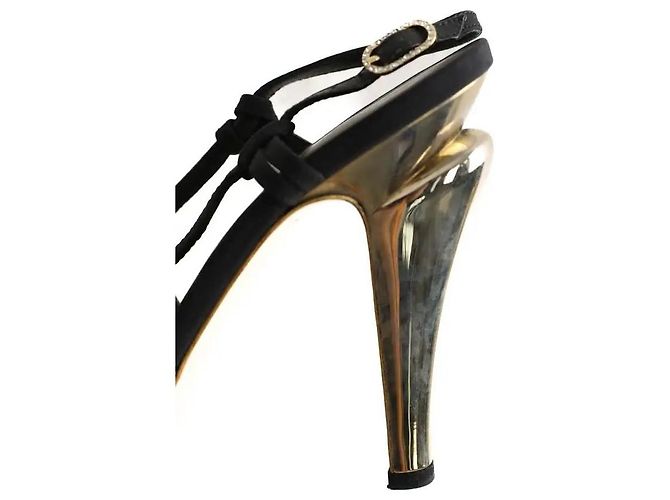 Décolleté Chanel in raso nero - vista 5