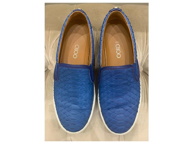 Jimmy Choo Blue Python Slip-On Sneaker Blau - Ansicht 3