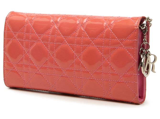 Borsa a tracolla Lady Dior Wallet On Chain in vernice Cannage rosa Dior - vista 2