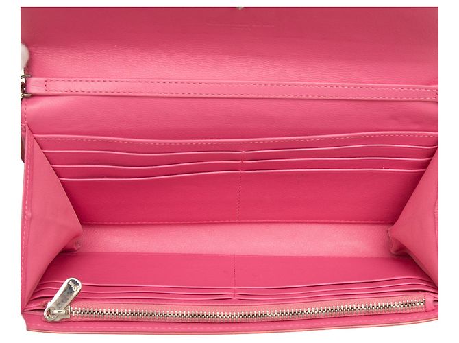 Borsa a tracolla Lady Dior Wallet On Chain in vernice Cannage rosa Dior - vista 4