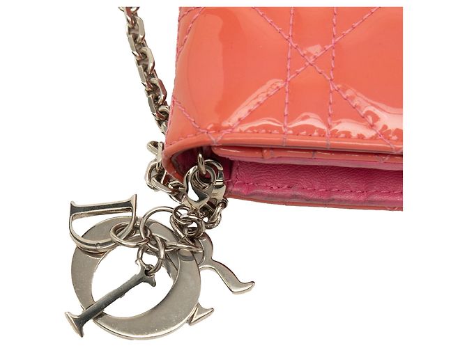 Borsa a tracolla Lady Dior Wallet On Chain in vernice Cannage rosa Dior - vista 6
