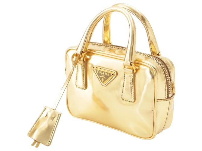 Borsa Prada Mini Metallic Vitello Gold con manico superiore D'oro - vista 2