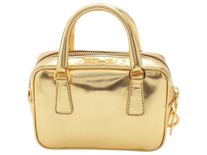 Borsa Prada Mini Metallic Vitello Gold con manico superiore D'oro - vista 4