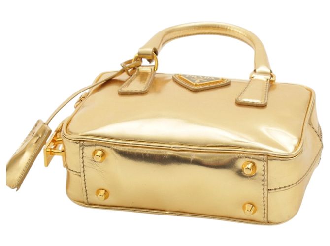 Borsa Prada Mini Metallic Vitello Gold con manico superiore D'oro - vista 5