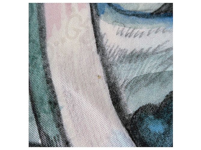 Lenço de seda Gucci com design de gato Azul Multicor - vista 3