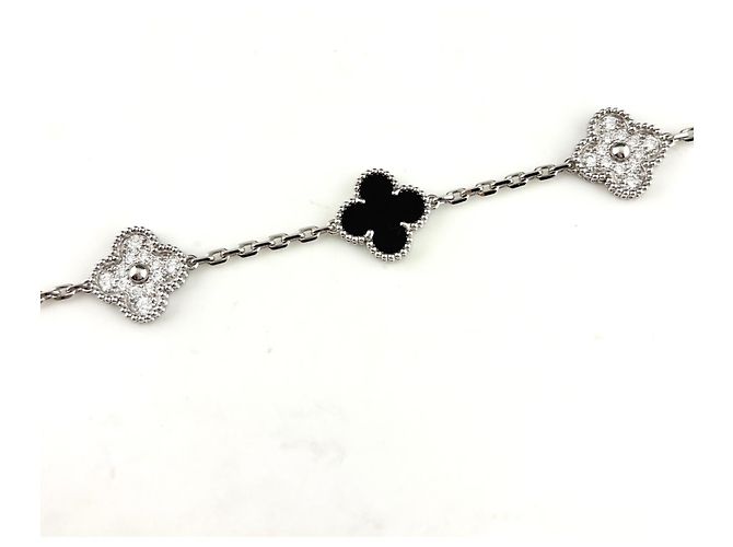 Van Cleef & Arpels Vintage Alhambra Onyx Diamant Armband - Ansicht 3