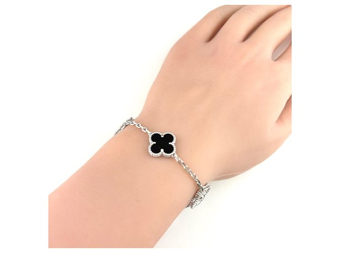 Van Cleef & Arpels Vintage Alhambra Onyx Diamant Armband - Ansicht 5