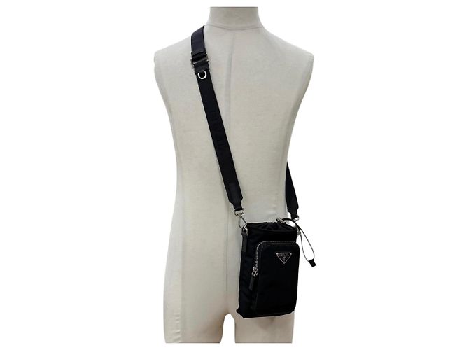 Borsa a tracolla Prada in nylon e pelle Nero - vista 3