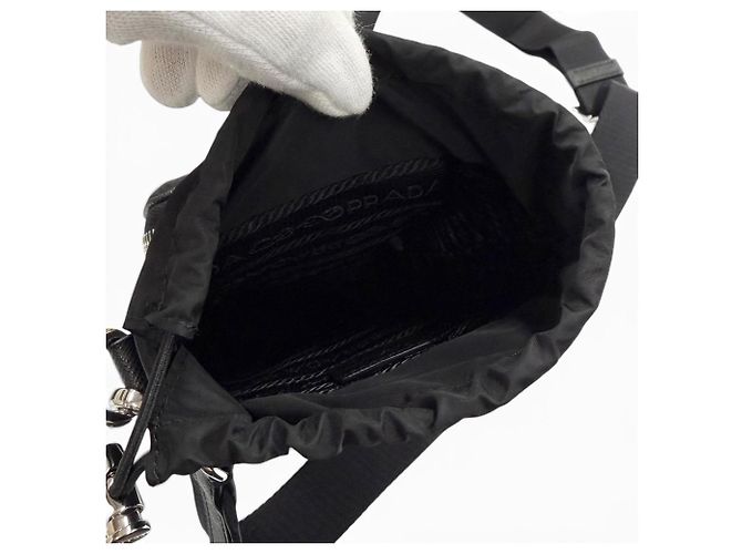Borsa a tracolla Prada in nylon e pelle Nero - vista 7
