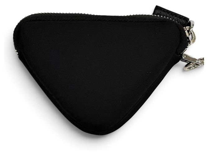 Portachiavi pochette Prada in Re-Nylon con logo triangolare Nero - vista 3