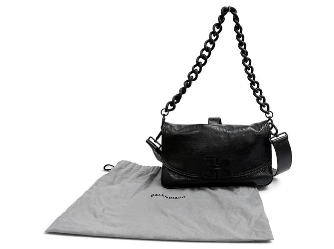 Borsa a tracolla Balenciaga BB in pelle morbida Nero - vista 2