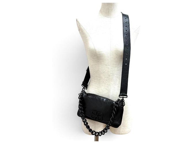 Borsa a tracolla Balenciaga BB in pelle morbida Nero - vista 3