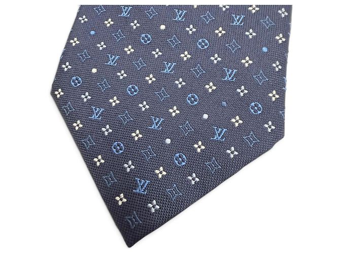 Cravatta da uomo Louis Vuitton in seta blu navy - vista 3