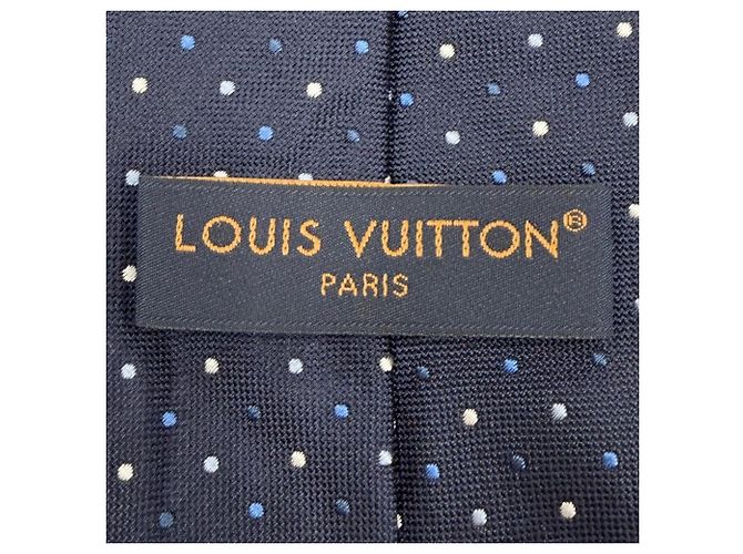 Cravatta da uomo Louis Vuitton in seta blu navy - vista 5