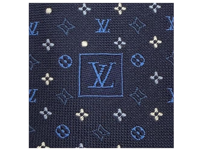 Cravatta da uomo Louis Vuitton in seta blu navy - vista 6