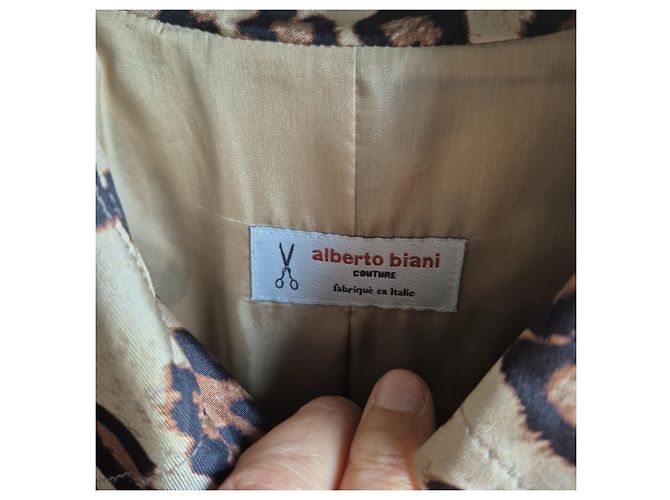 Alberto Biani Chaqueta de seda con estampado de leopardo Castaño - vista 2
