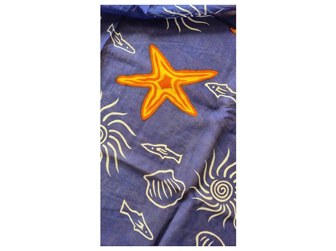 Autre Marque Molinard Baumwoll-Pareo Seestern-Motiv Blau Gelb - Ansicht 3