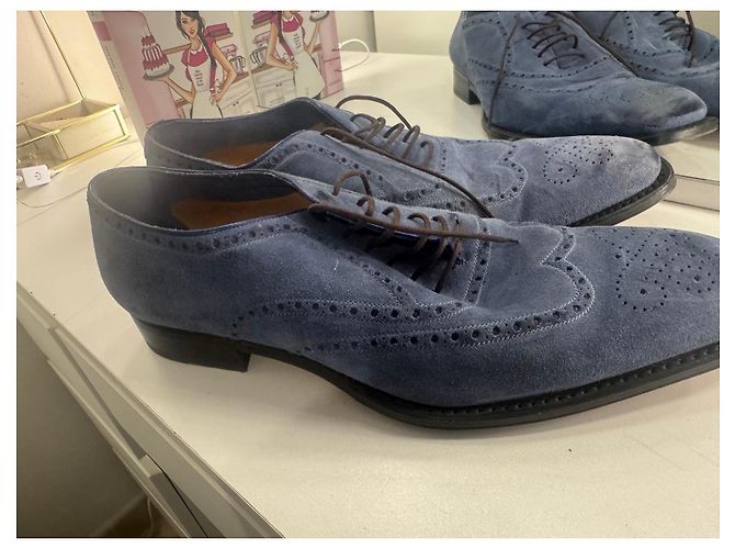 Gucci Chaussures à lacets en daim bleu - vue 2