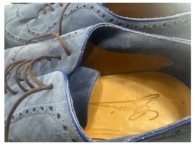 Gucci Chaussures à lacets en daim bleu - vue 4