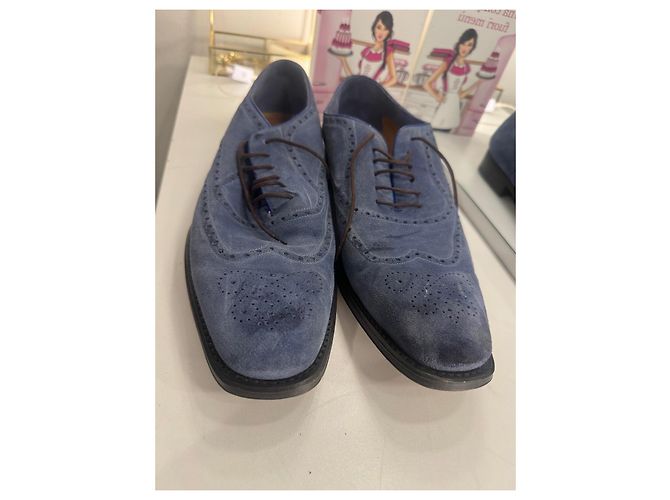 Gucci Chaussures à lacets en daim bleu - vue 6