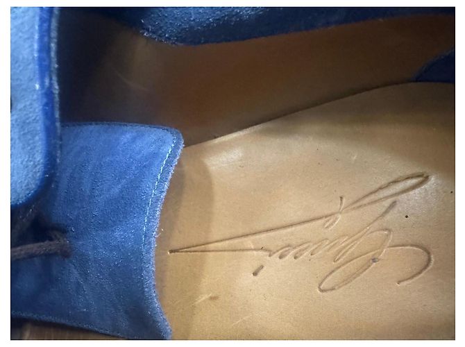 Gucci Chaussures à lacets en daim bleu - vue 7