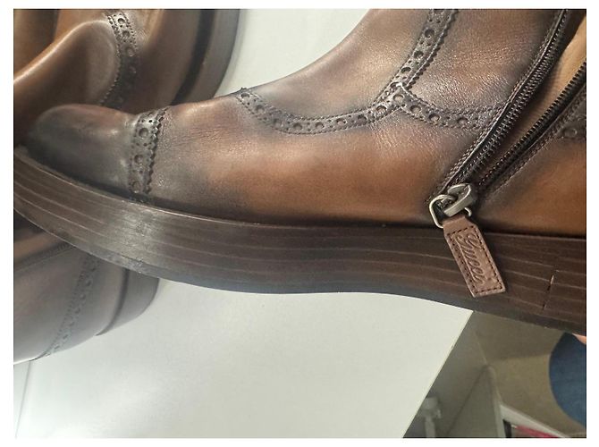 Gucci Stivaletti in pelle marrone con cerniera - vista 4