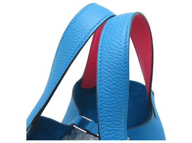 Hermès Borsa Tote Hermes Picotin Lock PM Eclat Blu - vista 5