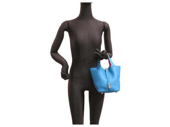 Hermès Borsa Tote Hermes Picotin Lock PM Eclat Blu - vista 8