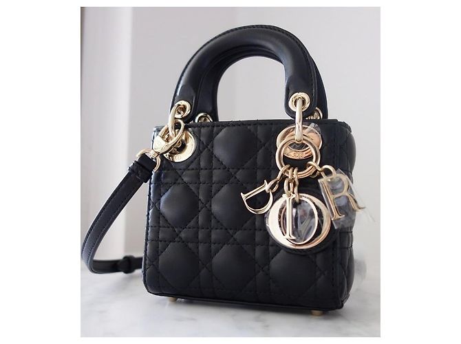 Schwarze micro Lady Dior Tasche - Ansicht 13