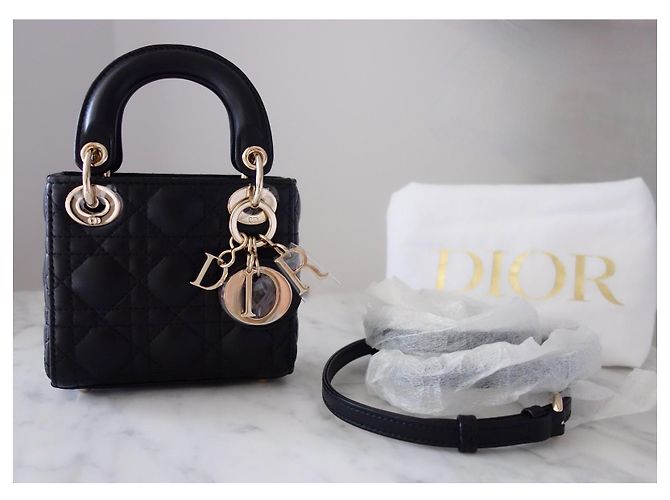 Schwarze micro Lady Dior Tasche - Ansicht 2