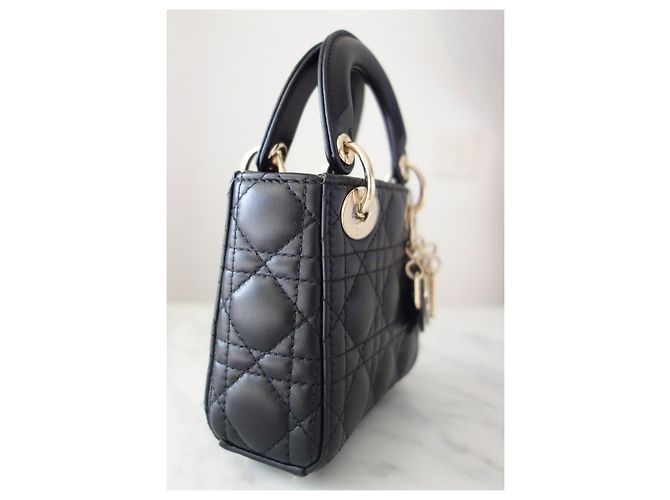 Schwarze micro Lady Dior Tasche - Ansicht 3