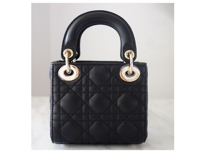 Schwarze micro Lady Dior Tasche - Ansicht 6