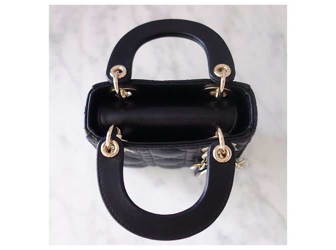 Schwarze micro Lady Dior Tasche - Ansicht 7