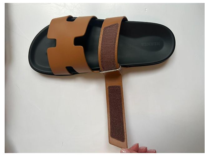 Sandali Hermès Chypre in pelle Marrone - vista 6
