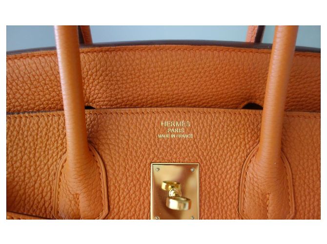 borsa Hermès Birkin 35 togo orange Arancione - vista 10