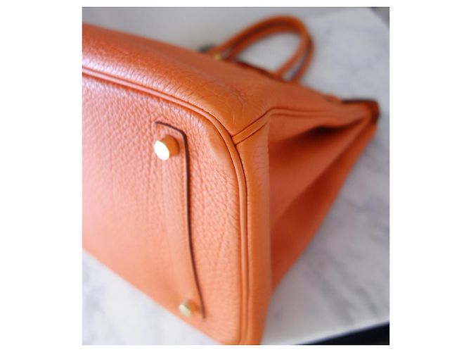 borsa Hermès Birkin 35 togo orange Arancione - vista 13