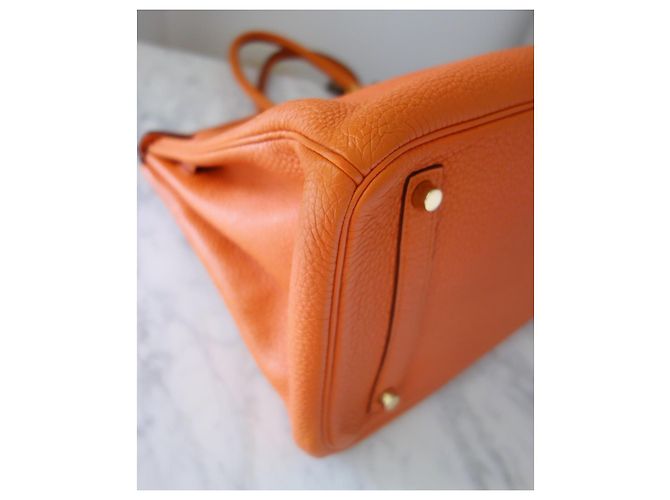 borsa Hermès Birkin 35 togo orange Arancione - vista 14