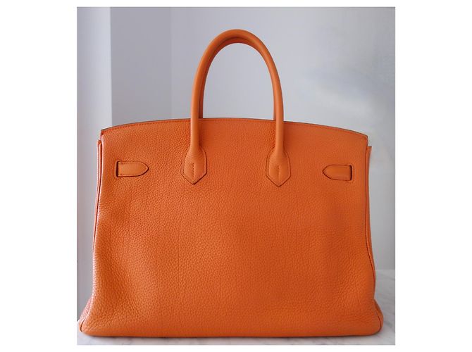 borsa Hermès Birkin 35 togo orange Arancione - vista 2