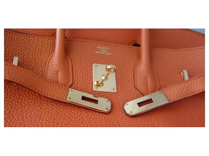 borsa Hermès Birkin 35 togo orange Arancione - vista 9