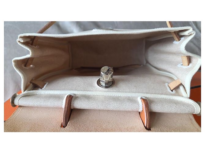 Hermès Herbag Zip backpack in canvas and leather Brown Beige - view 4