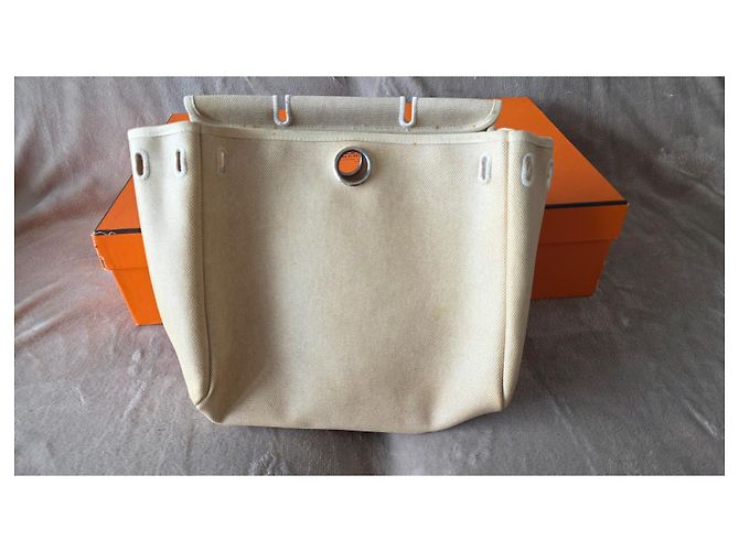 Hermès Herbag Zip backpack in canvas and leather Brown Beige - view 5