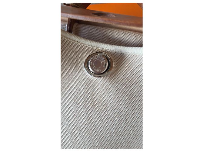 Hermès Herbag Zip backpack in canvas and leather Brown Beige - view 9
